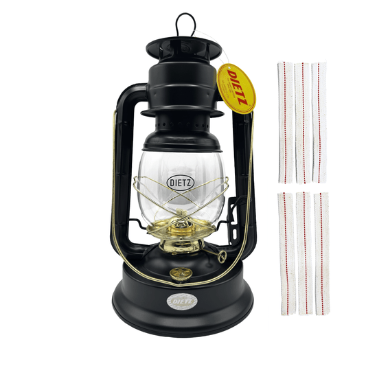 Light Of Mine - Dietz #90 D-Lite Black with Gold Trim Oil Lantern with 7/8" Replacement Wick Strips (Black with Gold Trim)