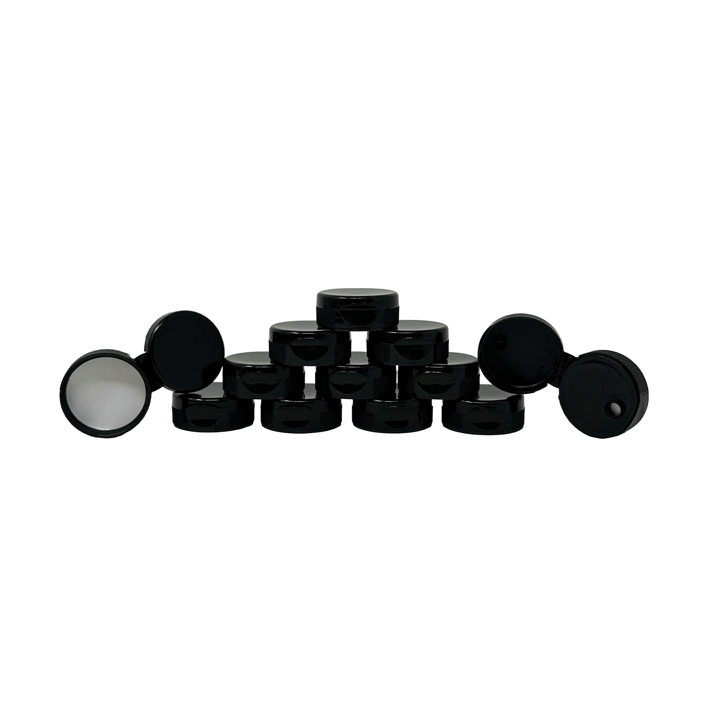 Clearview Containers - 12 Pack of Black Honey Bear Replacement Lids with Sealable Flip Top Lid (38mm Black Flip Top Lid - 12 Pack)
