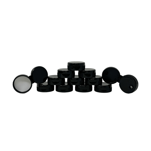 Clearview Containers - 12 Pack of Black Honey Bear Replacement Lids with Sealable Flip Top Lid (38mm Black Flip Top Lid - 12 Pack)