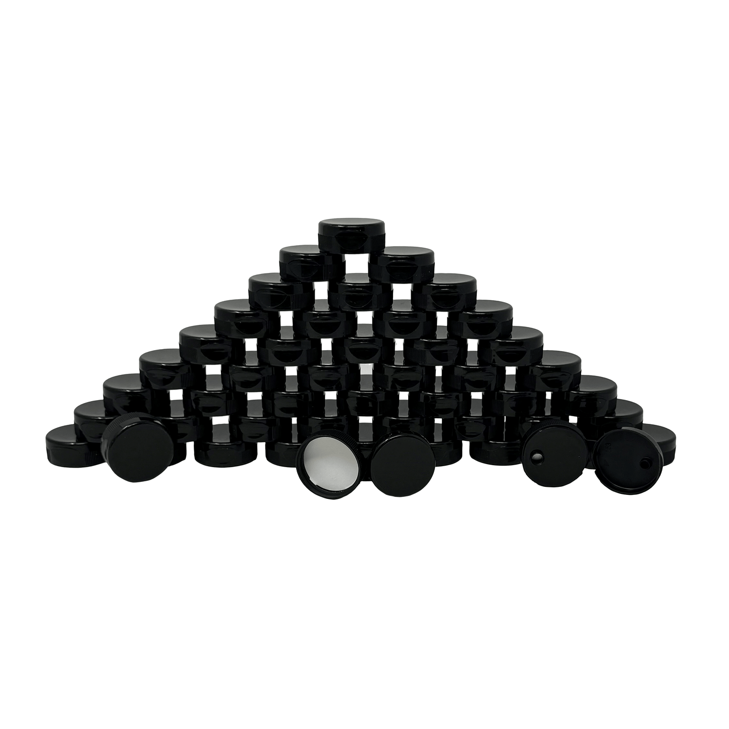 Clearview Containers - 48 Pack of Black Honey Bear Replacement Lids with Sealable Flip Top Lid (38mm Black Flip Top Lid - 48 Pack)