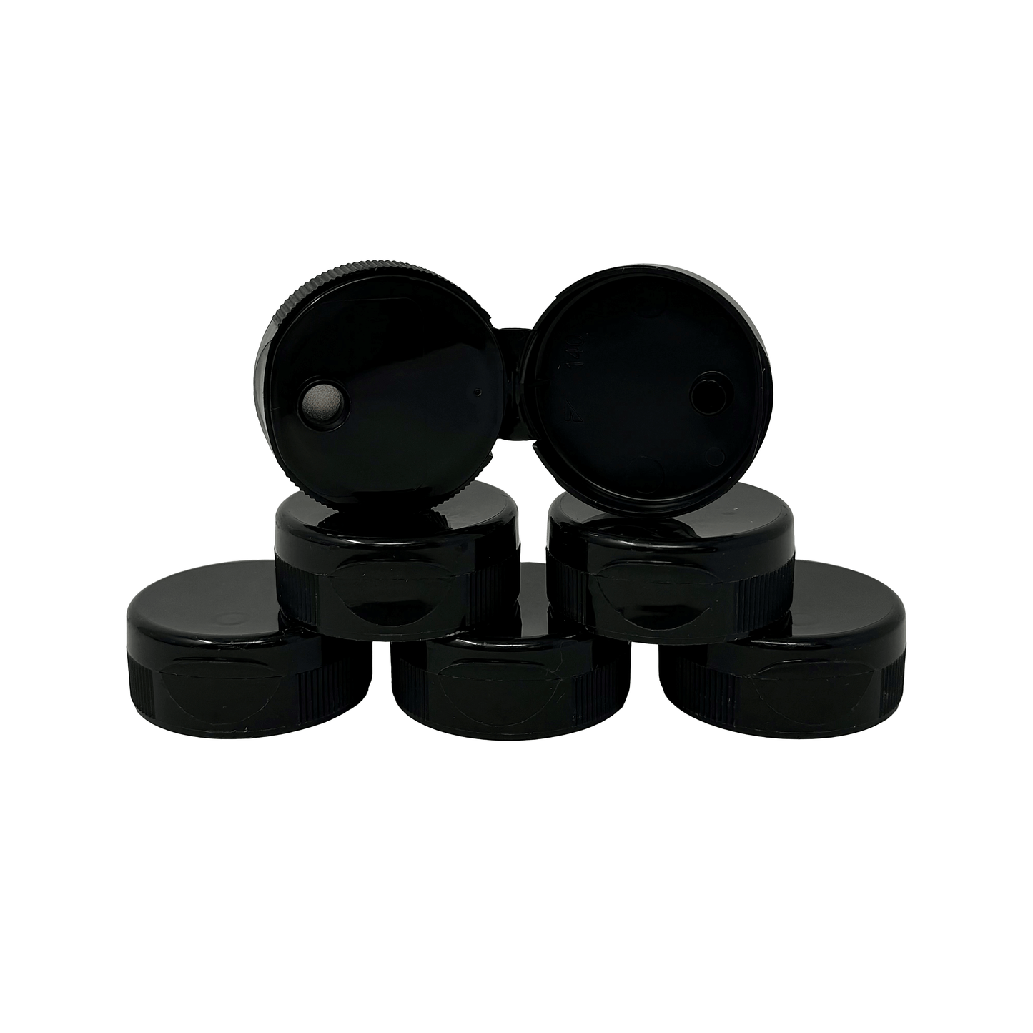 Clearview Containers -  6 Pack of Black Honey Bear Replacement Lids with Sealable Flip Top Lid (38mm Black Flip Top Lid - 6 Pack)