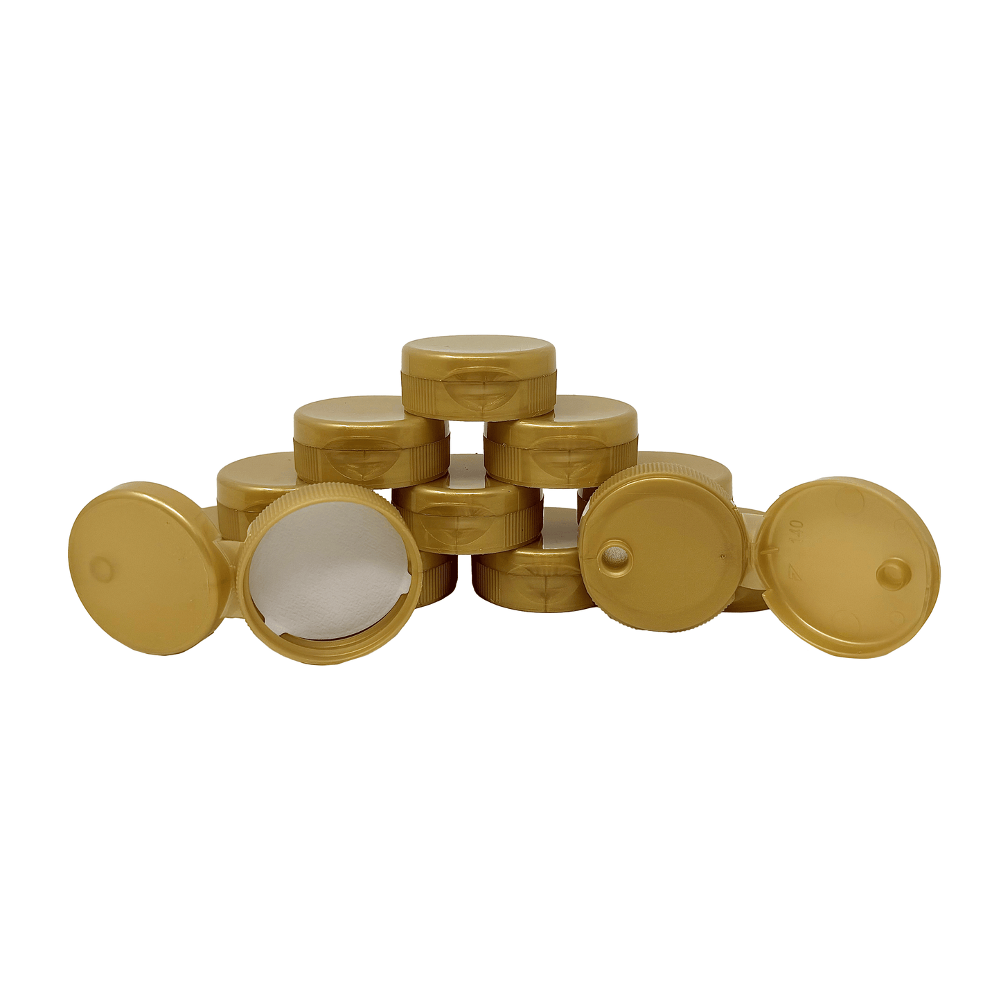 Clearview Containers - 12 Pack of Gold Honey Bear Replacement Lids with Sealable Flip Top Lid (38mm Gold Flip Top Lid - 12 Pack)
