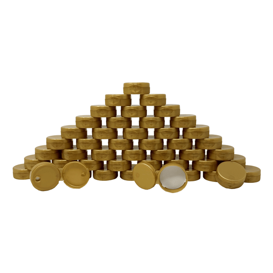 Clearview Containers - 48 Pack of Gold Honey Bear Replacement Lids with Sealable Flip Top Lid (38mm Gold Flip Top Lid - 48 Pack)