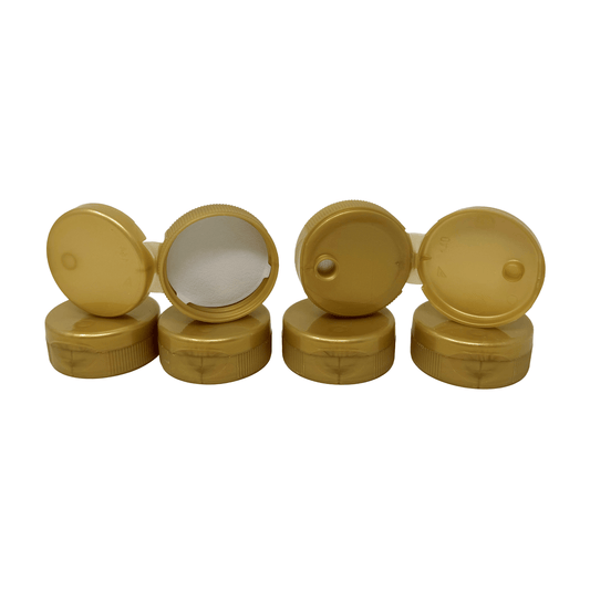 Clearview Containers - 6 Pack of Gold Honey Bear Replacement Lids with Sealable Flip Top Lid (38mm Gold Flip Top Lid - 6 Pack)