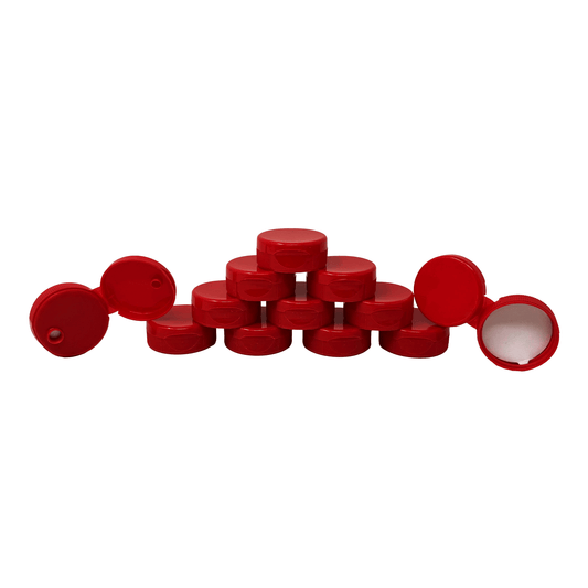Clearview Containers - 12 Pack of Red Honey Bear Replacement Lids with Sealable Flip Top Lid (38mm Red Flip Top Lid - 12 Pack)