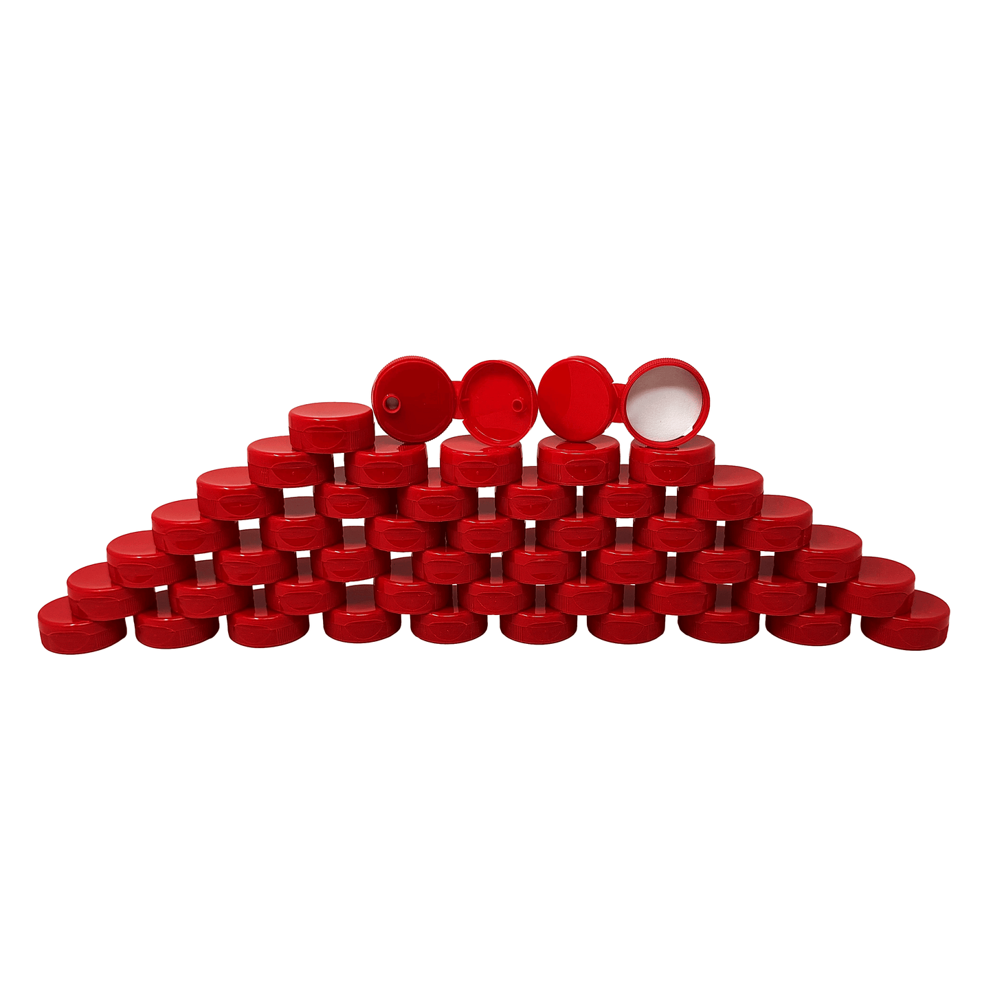 Clearview Containers - 48 Pack of Red Honey Bear Replacement Lids with Sealable Flip Top Lid (38mm Red Flip Top Lid - 48 Pack)