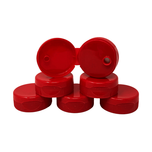 Clearview Containers - 6 Pack of Red Honey Bear Replacement Lids with Sealable Flip Top Lid (38mm Red Flip Top Lid - 6 Pack)