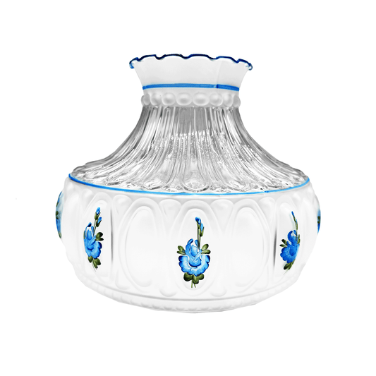 Light Of Mine | Glass Lamp Shade for Hurricane Lamp | Floral 10" Lamp Shade | Antique Style | Beautiful Glass Lamp Shade Replacement for Oil Lamp | Oil Lamp Parts (Blue Floral)