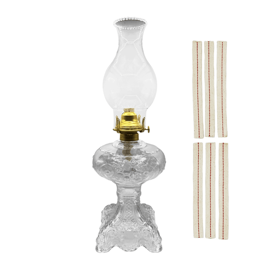 Light of Mine - Princess Feather Clear Oil Lamp Assembly with Replacement 100% Cotton 3/4" Wick Strips