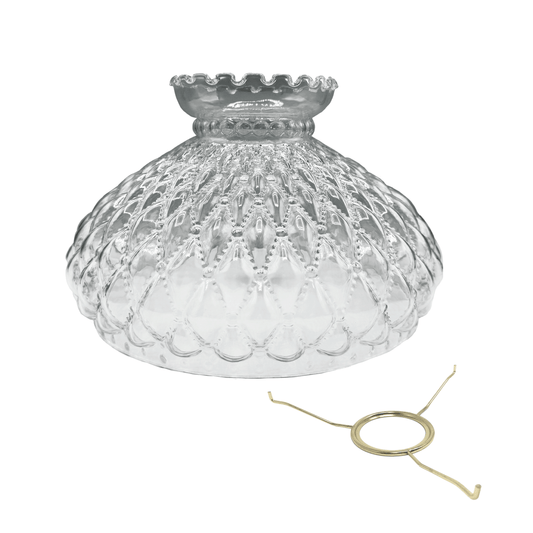 Light of Mine - Princess Feather Oil Lamp Replacement Kit Including 10" Clear Quilted Shade and 10" Flat Tripod