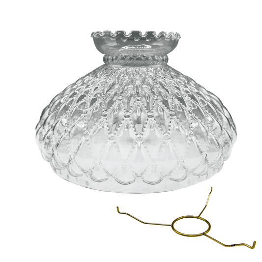 Light of Mine - Princess Feather Oil Lamp Replacement Kit Including 10" Clear Quilted Shade and 10" Round Tripod