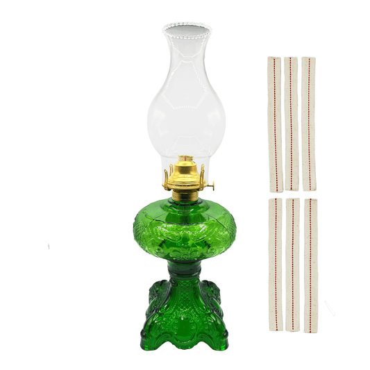 Light of Mine - Princess Feather Dark Green Oil Lamp Assembly with 100% Cotton Replacement 3/4" Wick Strips