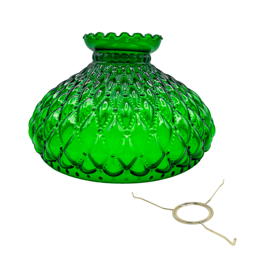 Light of Mine - Princess Feather Oil Lamp Replacement Kit Including 10" Dark Green Quilted Shade and 10" Flat Tripod