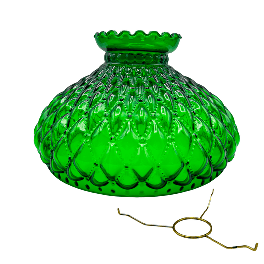 Light of Mine - Princess Feather Oil Lamp Replacement Kit Including 10" Dark Green Quilted Shade and 10" Round Tripod