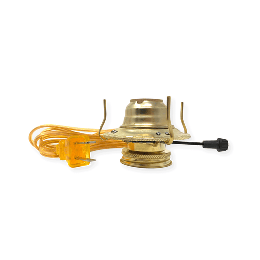 Light Of Mine | Electric Burner Conversion Kit | #2 Brass Plate Burner with Gold Cord | Oil Lamp Parts (1)