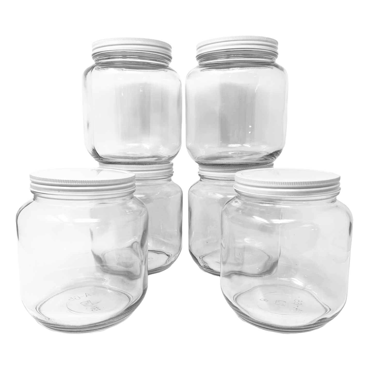 CLEARVIEW CONTAINERS: 6 Pack 64 oz Glass Half Gallon Jars with White Metal Lids, Large Clear Round Storage Containers for Pantry Organization, Dry Food, Crafts & Kitchen Storage