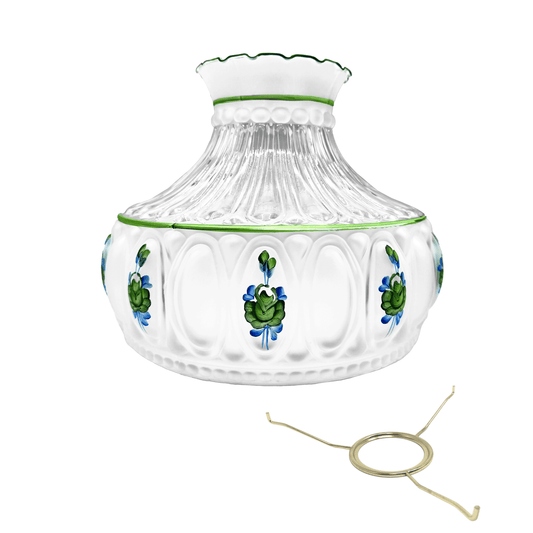 Light of Mine - Princess Feather Oil Lamp Replacement Kit Including 10" Green Floral Shade and 10" Flat Tripod