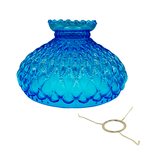 Light of Mine - Princess Feather Oil Lamp Replacement Kit Including 10" Blue Quilted Shade and 10" Flat Tripod