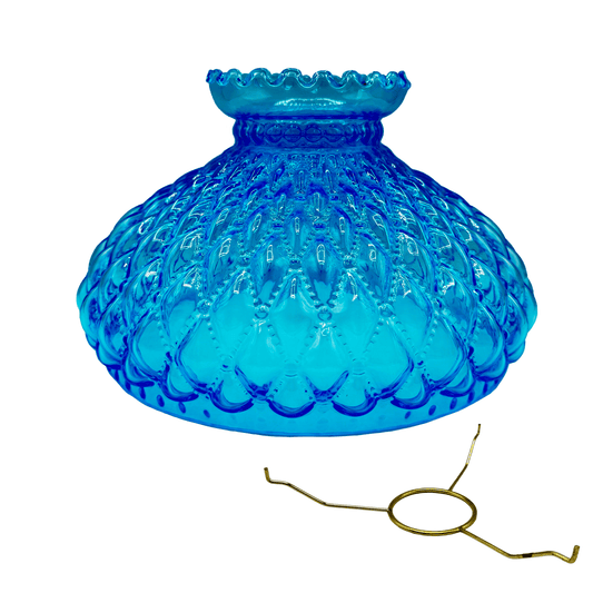 Light of Mine - Princess Feather Oil Lamp Replacement Kit Including 10" Light Blue Quilted Shade and 10" Round Tripod