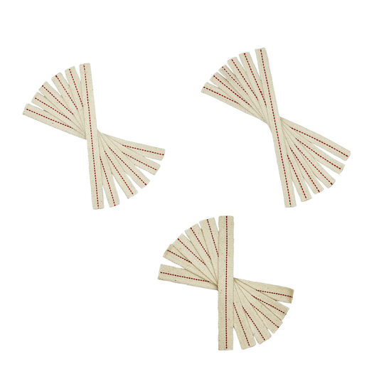 Light of Mine - 1/2", 5/8", and 7/8" - 8" Wick Strips, 100% Cotton Flat Wick - 12 of Each, for Paraffin Oil, Kerosene Based Lanterns, and Oil Lamps with Genuine Red Stitch