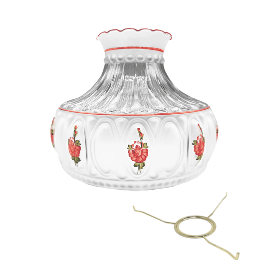 Light of Mine - Princess Feather Oil Lamp Replacement Kit Including 10" Pink Floral Shade and 10" Flat Tripod