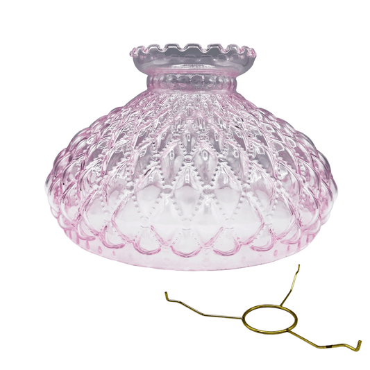 Light of Mine - Princess Feather Oil Lamp Replacement Kit Including 10" Pink Quilted Shade and 10" Round Tripod