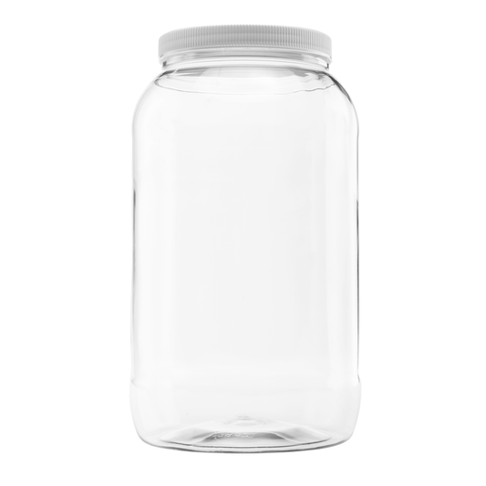 Clearview Containers - 128 Ounce Plastic Gallon Jar with 110/400 Leak Proof Seal Lid - Food Grade and BPA Free (128oz, 1pk)