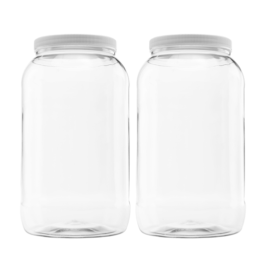 Clearview Containers |128 oz (1 Gallon) Plastic Storage Containers w/Lids | Kitchen Canister Set | Food Storage Jars | Airtight Pantry Containers | Flour, Oats, Peanut Butter, Honey, Jams | Set of 2