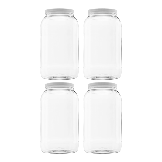 Clearview Containers |128 oz (1 gallon) Plastic Storage Containers w/Lids | Kitchen Canister Set | Food Storage Jars | Airtight Pantry Containers | Flour, Oats, Peanut Butter, Honey, Jams | Set of 4