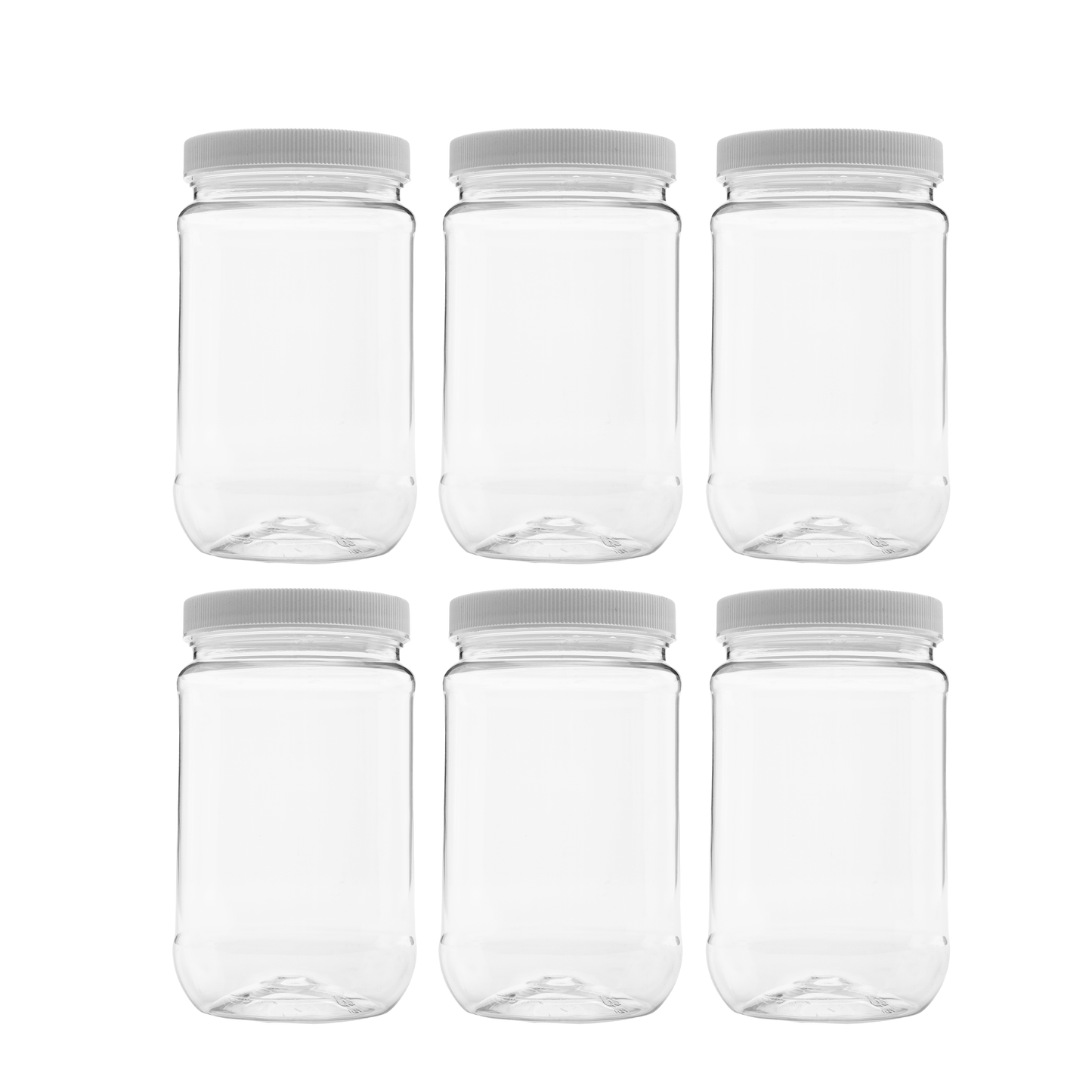 Plastic Jars with Lids - 16 oz - Pack of 6 - Clear BPA Free PET Storage Containers with Sealing Caps