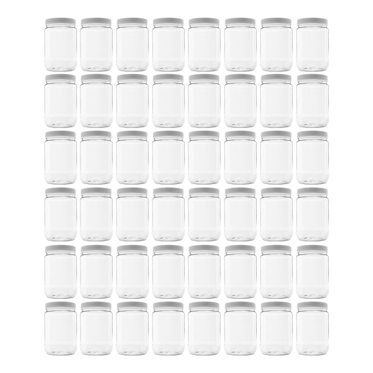 CLEARVIEW CONTAINERS Multi-Pack (32 Oz Round Jar White Lid 48 pack) Suitable for storing a variety of goods, from dry ingredients like pasta and grains to homemade preserves and snacks