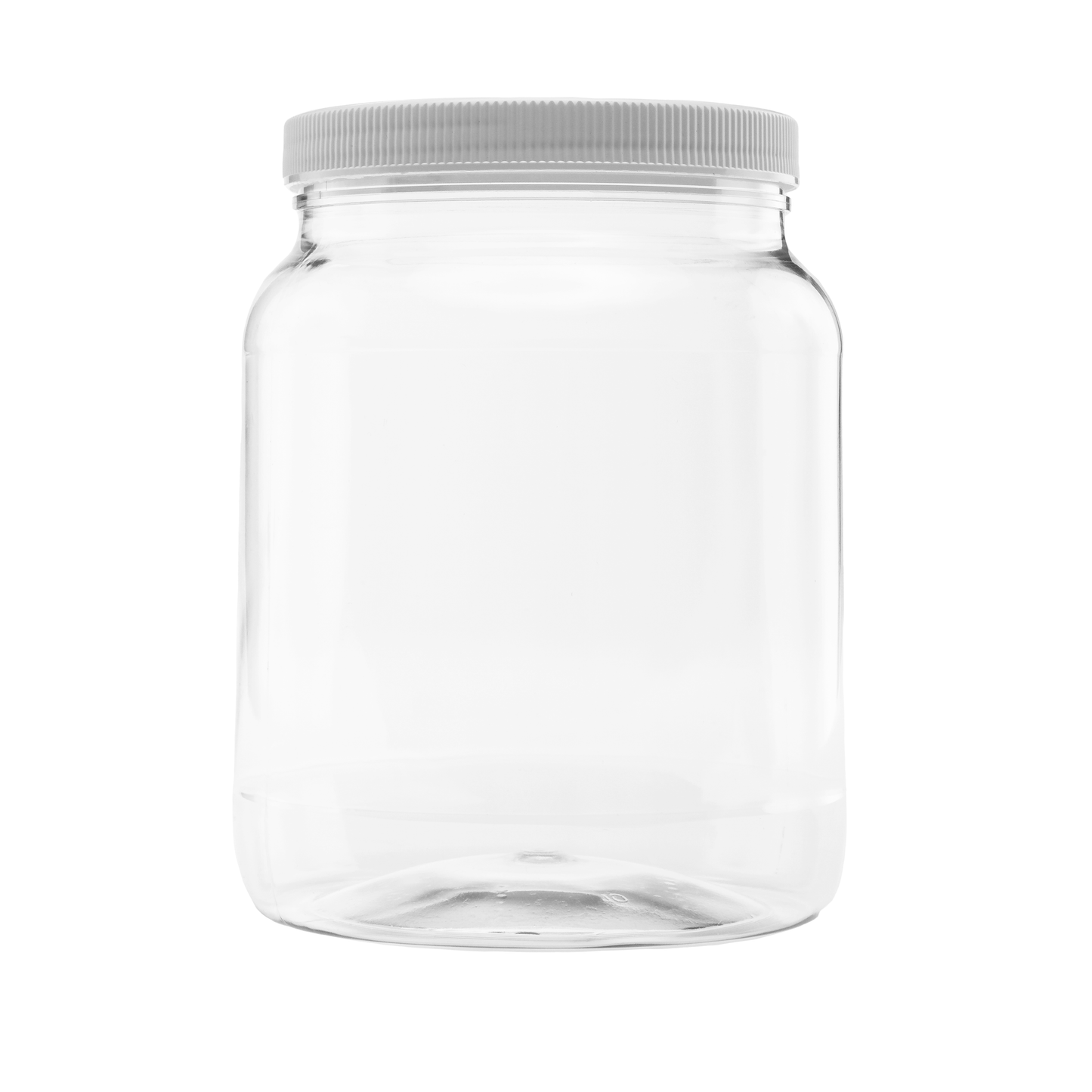 1/2 Gallon 2 Quart Plastic Wide Mouth Jar with Pressurized Seal White screw on cap lid and Container Shatter-Proof BEST American BPA Free crystal clear PET