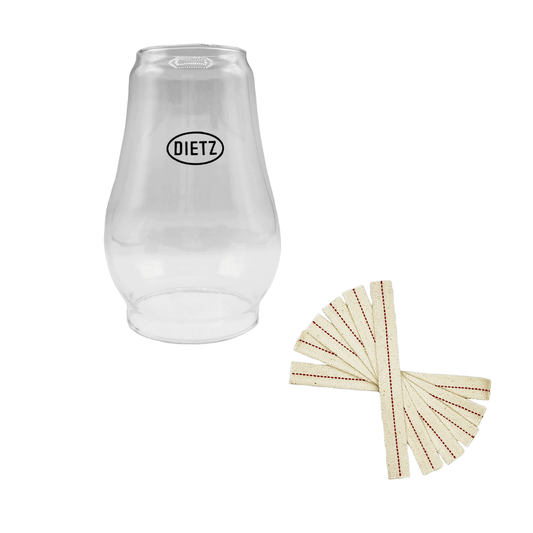 Light of Mine - Dietz #80 Blizzard Oil Lantern Replacement Kit Including Globe and 100% Cotton 7/8" Wick Strips (Blizzard)