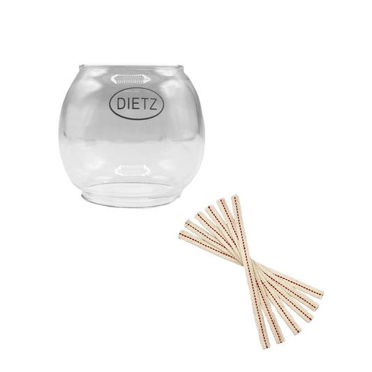 Light of Mine - Dietz #50 Comet Oil Lantern Replacement Kit Including Globe and 100% Cotton 3/8" Wick Strips (Comet)