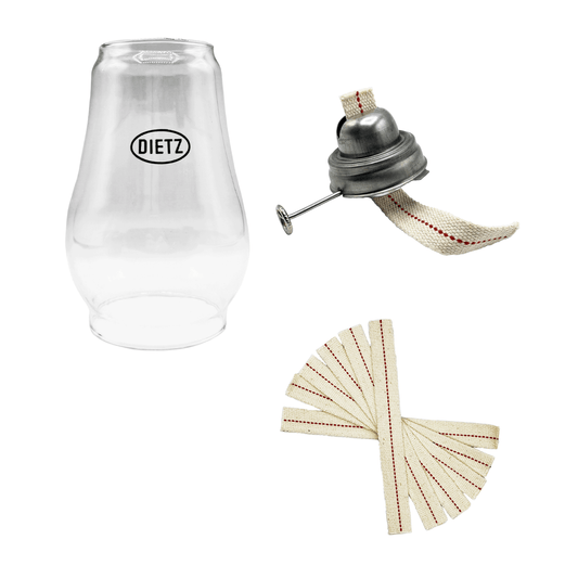 Light of Mine - Dietz #80 Blizzard/#10 Monarch Replacement Kit Including Globe, Burner, and 7/8" Wick Strips (#80, #10)