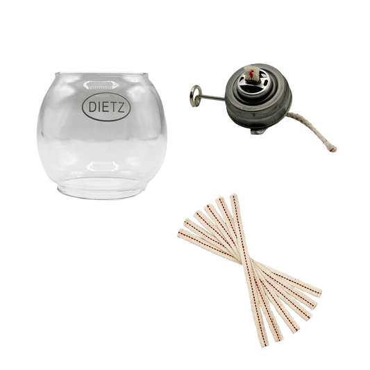 Light of Mine - Dietz #50 Comet Replacement Kit Including Globe, Burner, and 100% Cotton 3/8" Wick Strips (Comet)