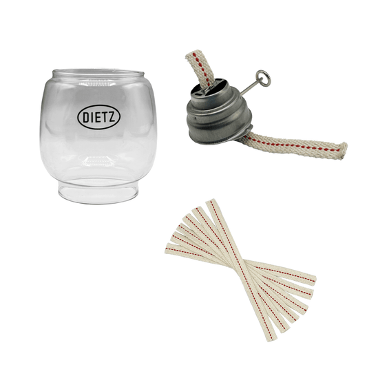 Light of Mine - Dietz #76 Original/#78 Mars Replacement Kit Including Globe, Burner, and 100% Cotton 1/2" Wick Strips (Original)