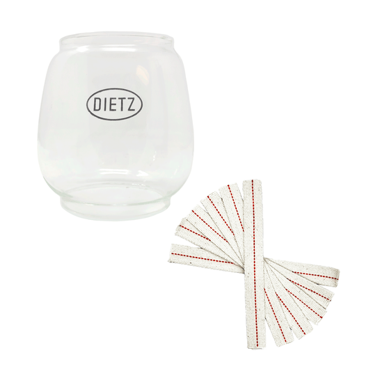 Light of Mine - Dietz #08 Air Pilot Oil Lantern Replacement Kit Including Globe and 100% Cotton 7/8" Wick Strips (Air Pilot)