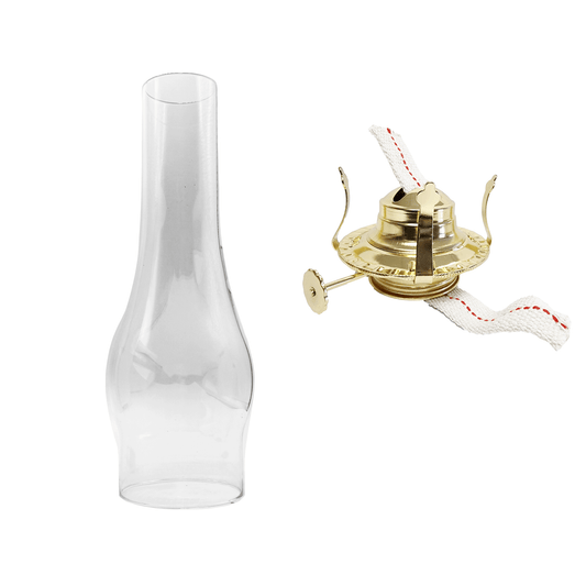 Light of Mine - Oil Lamp Replacement Kit Including 3" x 10" Slim Chimney and #2 Brass Plated Burner (3" x 10" Slim Chimney, #2 Burner)