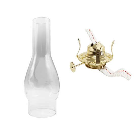 Light of Mine - Oil Lamp Replacement Kit Including 3" x 10" Chimney and #2 Brass Plated Burner (3" x 10" Chimney, #2 Burner)