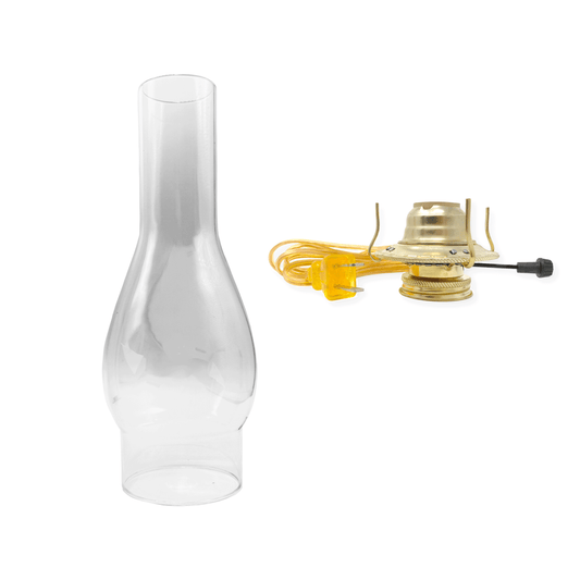 Light Of Mine - 3" x 10" Replacement Chimney for Oil Lamp with Electric Gold Cord Burner (3" x 10" Regular Chimney)