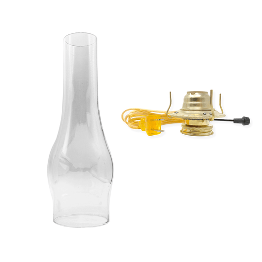 Light Of Mine - 3" x 10" Slim Replacement Chimney for Oil Lamp with Electric Gold Cord Burner (3" x 10" Slim Chimney)