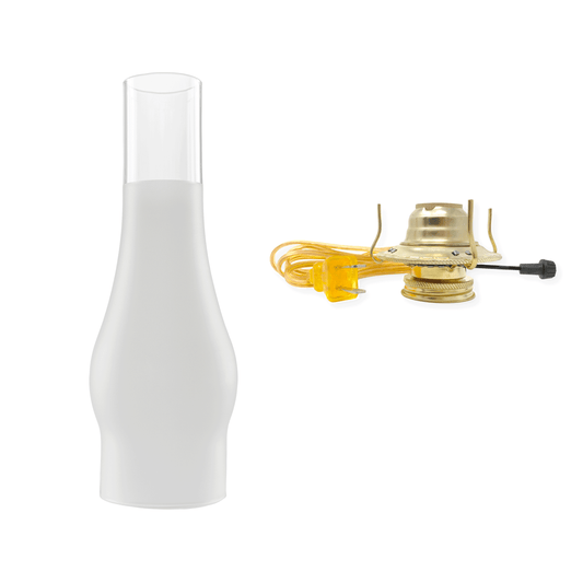 Light Of Mine - 3" x 10" Frosted Slim Replacement Chimney for Oil Lamp with Electric Gold Cord Burner (3" x 10" Frosted Chimney)