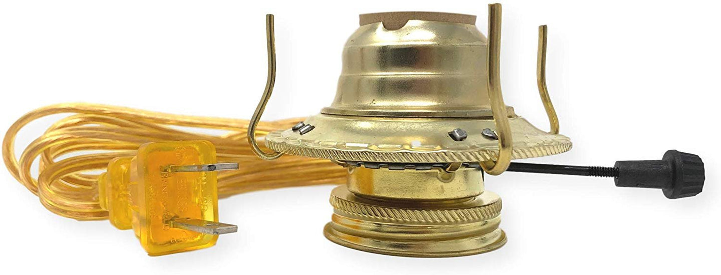 Light Of Mine | Electric Burner Conversion Kit | #2 Brass Plate Burner with Gold Cord | Oil Lamp Parts (1)