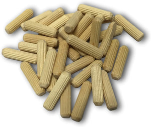 Wood Dowels 100 Pins 6mm 15/64" x 1 1/4" 100 Pack #1 Best Fluted Wooden Dowel Pins in Reusable Bag Chamfered Beveled Edges Made In the U.S.A.