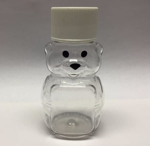 24 Pack of 2 oz. Honey Bear Plastic Squeeze Bottle with Screw Cap Small Miniature 2 3/4" Jar Container Wedding Party Favors (White)