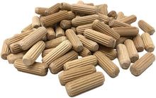 100 Pack 3/8" x 1 1/4" Wooden Dowel Pins Wood Kiln Dried Fluted and Beveled, Made of Hardwood in U.S.A. (200)