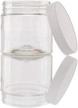 Pack of 6 Crystal Clear PET Plastic Wide Mouth Jars with Pressurized White Screw on cap lids and containers in the U.S.A.!!! (8 ounce) É