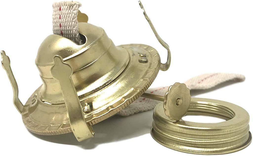 Light Of Mine Oil Lamp Replacement Burner | #2 Brass Plated Burner | Oil Lamp Replacement Parts | Burner | Reduction Ring & Replacement Wick for Antique Hurricane Lamps (5)