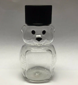 24 Pack Black 2 oz. Honey Bear Plastic Squeeze Bottle Screw Cap Small Jar Pot